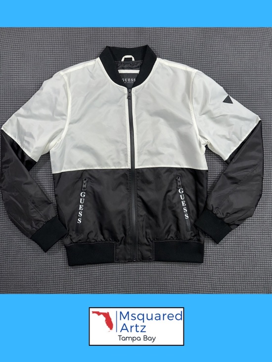Guess Other - Guess Los Angeles Bomber Jacket Black White Lightweight Mens Medium